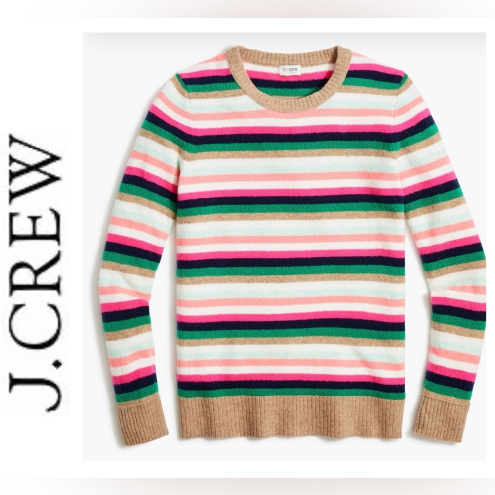 J Crew Women’s Sz XS Striped Crewneck Sweater In Extra-Soft‎ Yarn